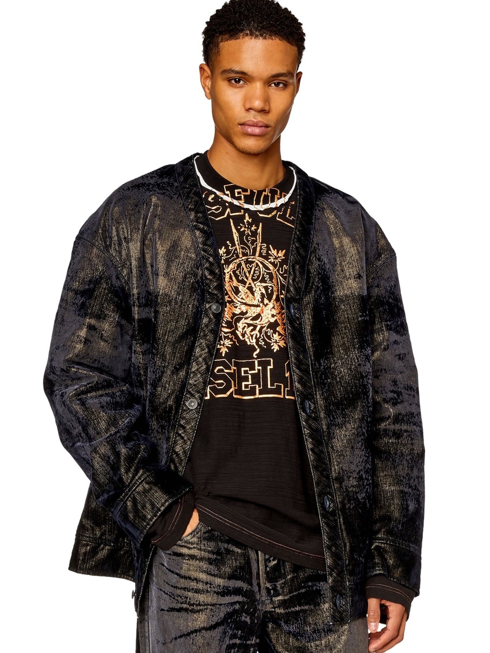 Diesel Black Washed Denim Jacket - Men's